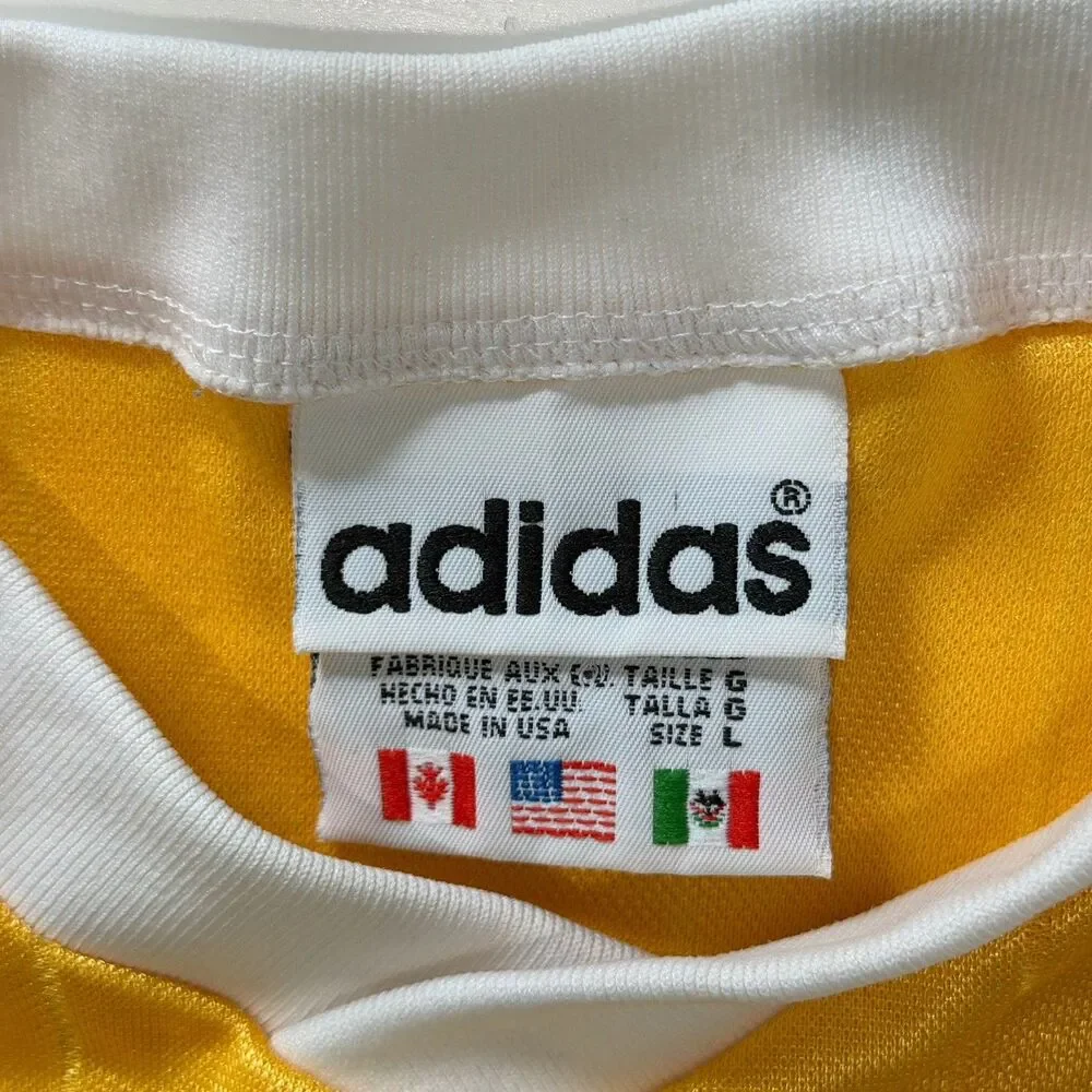 Adidas Penn #8 Futbol Soccer Jersey Men’s Large Yellow Gold Vintage USA 80s/90s